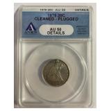 1876 20 CENT PC  CLEANED/PLUGGED