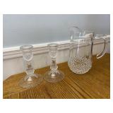 Crystal Pitcher & Candle holders