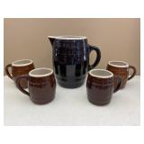 5 pc Vintage Stone Barrel Mugs & Pitcher