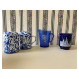 Cobalt Blue Shirley Temple & Spongeware Salt &