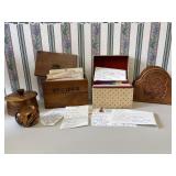Vintage Wooden Kitchen Recipe Boxes w/