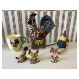 Chicken Decor incl Stained glass lamp