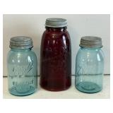 Antique Red Masons Jar & Ball Jars