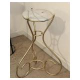 Brass Metal Plant Stand with Marble Top