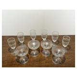 Cocktail Glasses with Etched Leaf Pattern