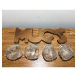Wood Mug Rack with Glass Mugs