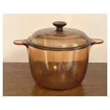 Vintage Corning Visions Amber Glass Dutch Pot