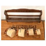 Wood Measuring Cup Rack with Cups and Spice Rack