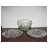 Prescut Glass Serving Bowl & Trays