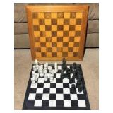 Marble Chess Set & Spare Wooden Board