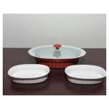 Casserole Dish with Lid and 2 Bowls