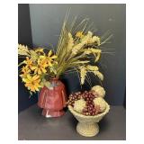 Flower Arrangement & A Decorative Bowl