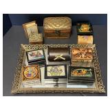 Jewelry Boxes & Vintage Vanity Mirror