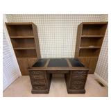 Leather Inlay Desk & Bookcases