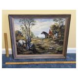 Framed Canvas "Fox and Hound Hunting Scene"