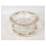 Vintage Glass Cake Stand & Footed Bowl