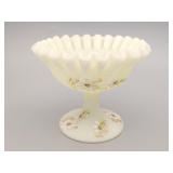 Fenton Pedestal Dish Custard Milk Glass Fenton Pedestal Dish Custard Milk Glass