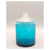 Vintage Lidded Blue Glass Jar Vintage Lidded Blue Glass Jar
