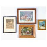 (4) Vintage Cabin Prints