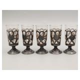 (5) Vintage Sterling Silver Overlaid Cordials (5) Vintage Sterling Silver Overlaid Cordials