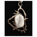 Mid Century Sterling Silver Quartz Necklace