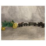 CAST IRON JOHN DEERE OP TRACTOR & TRAIN