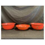 RED ENAMELWARE WASH BASINS