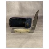 HANDMADE DAMASCUS POCKET KNIFE WITH SHEATH