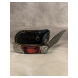 HANDMADE DAMASCUS LOCKBLADE KNIFE W/SHEATH