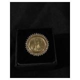 GOLD LIBERTY COIN WITH DIAMOND BEZEL