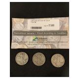 3PC LIBERTY WALKING SILVER HALF DOLLAR COUNTRY SET