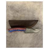 HANDMADE DAMASCUS SKINNING KNIFE W/SHEATH