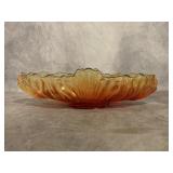 AMBERINA WAVY FLORAL GLASS BOWL