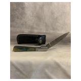 HANDMADE DAMASCUS POCKET KNIFE W/SHEATH