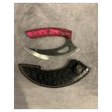 HANDMADE DAMASCUS ULU  KNIFE WITH SHEATH
