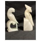 HANDCARVED ITALIAN ALABASTER PARROT SCULPTURES