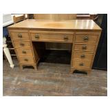 VINTAGE WOODEN DESK WITH DRAWERS 48Wx30Hx24D