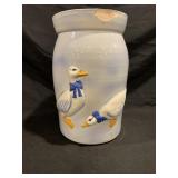 BLUE RIBBON COUNTRY GOOSE STONEWARE BUTTER CHURN
