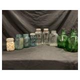 ASSORTED MASON, BALL, KNOX, & WINE  JARS