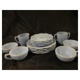 BLUE MILK GLASS TEA SET