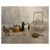 SILENT BUTLER, TEAPOT, SAD IRON, EGG BASKET