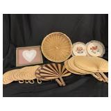 VINTAGE WICKER FANS AND DECOR
