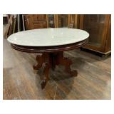VICTORIAN STYLE ROUND ACCENT TABLE W/MARBLE TOP