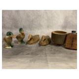 CERAMIC SUCKS, WOOD BOWL, FLASK