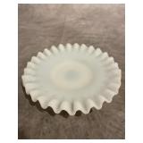 SCALLOPED MILK GLASS PLATE