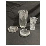 MIKASA VASE, GLASS ASHSTRAY