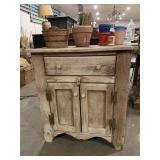 WOOD CABINET WITH FLOWER POTS 27Wx30Hx18D