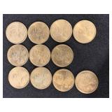 11- YEAR 2000 SACAGAWEA GOLD DOLLAR COINS