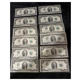 TWELVE TWO DOLLAR BILLS