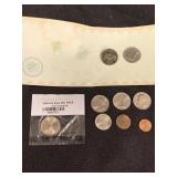 ASSORTED COINS: QUARTERS, NICKEL, PENNY